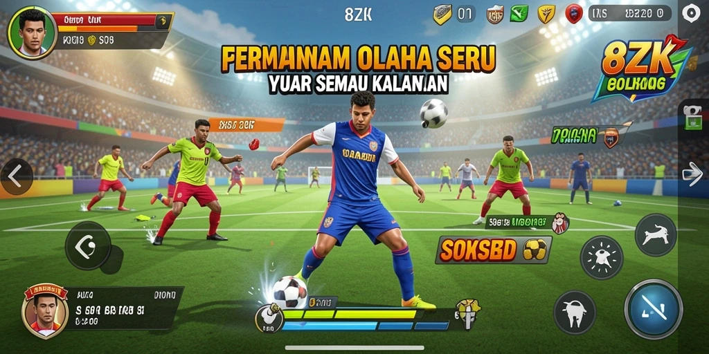 Screenshot gameplay 8ZK menunjukkan aksi seru di lapangan olahraga.