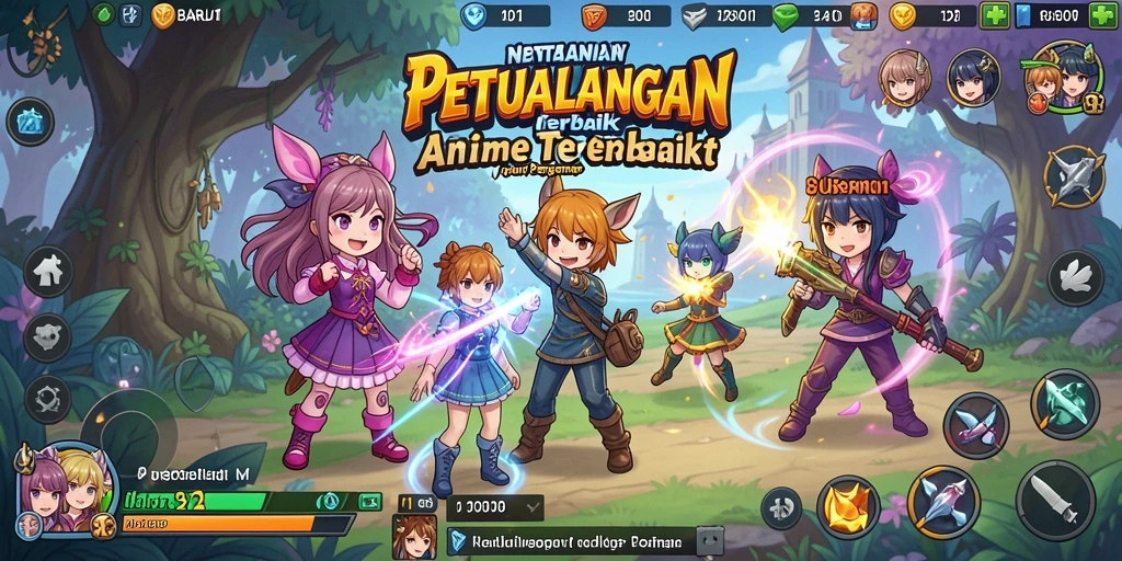Tampilan gameplay yang penuh aksi dan karakter anime yang menawan.