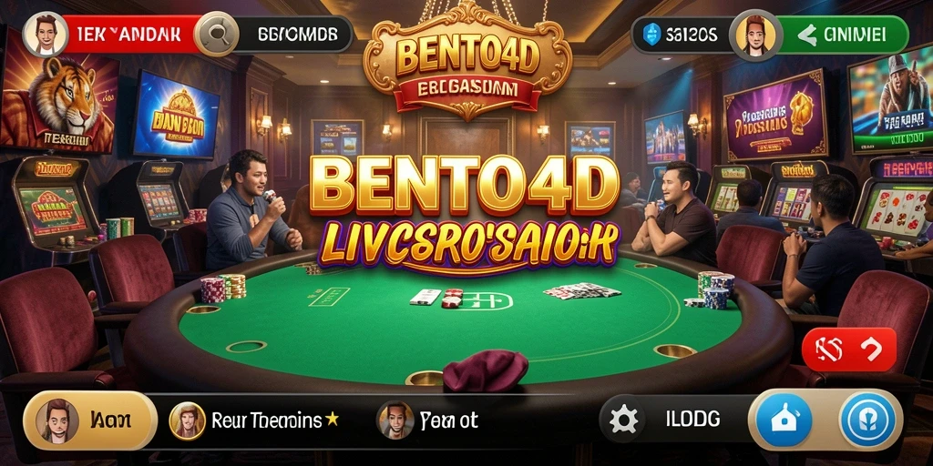 Tampilan gameplay menarik BENTO4D dengan dealer hidup dan suasana kasino.