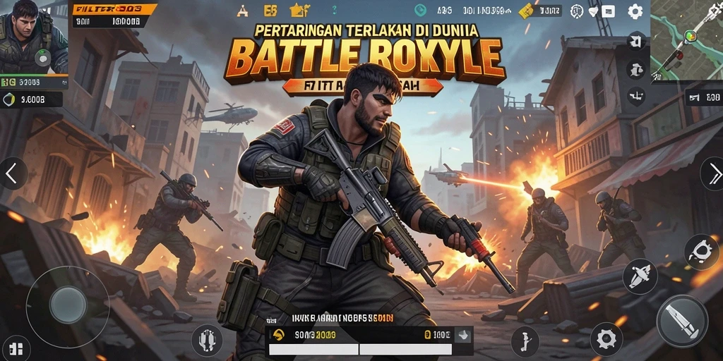 Tangkapan layar gameplay FILTER303 menunjukkan pertempuran sengit di arena Battle Royale.