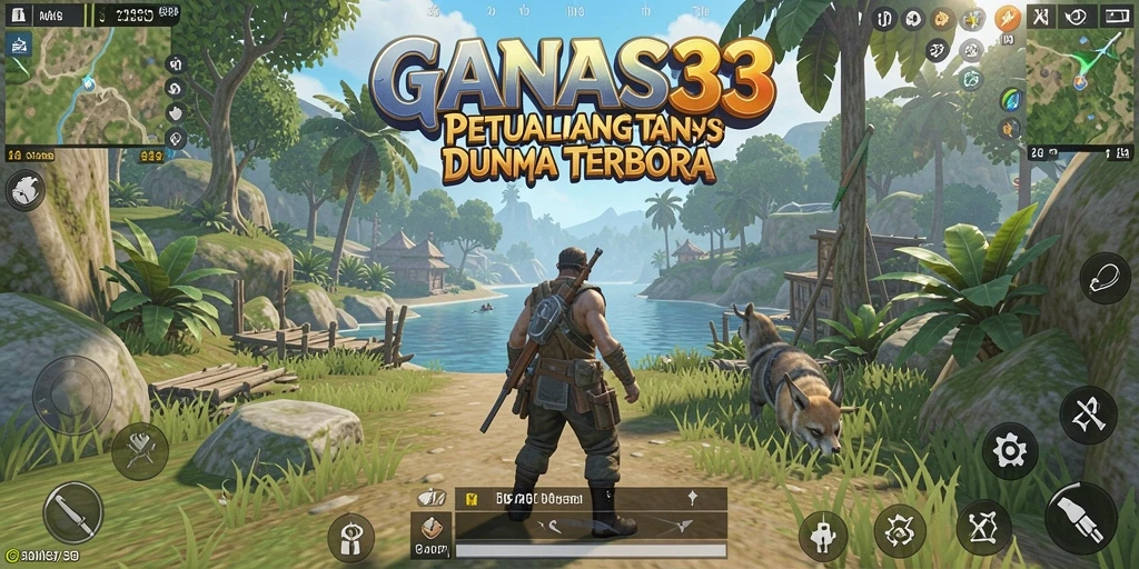 Screenshot menunjukkan pemain menjelajahi dunia terbuka GAMAS33.