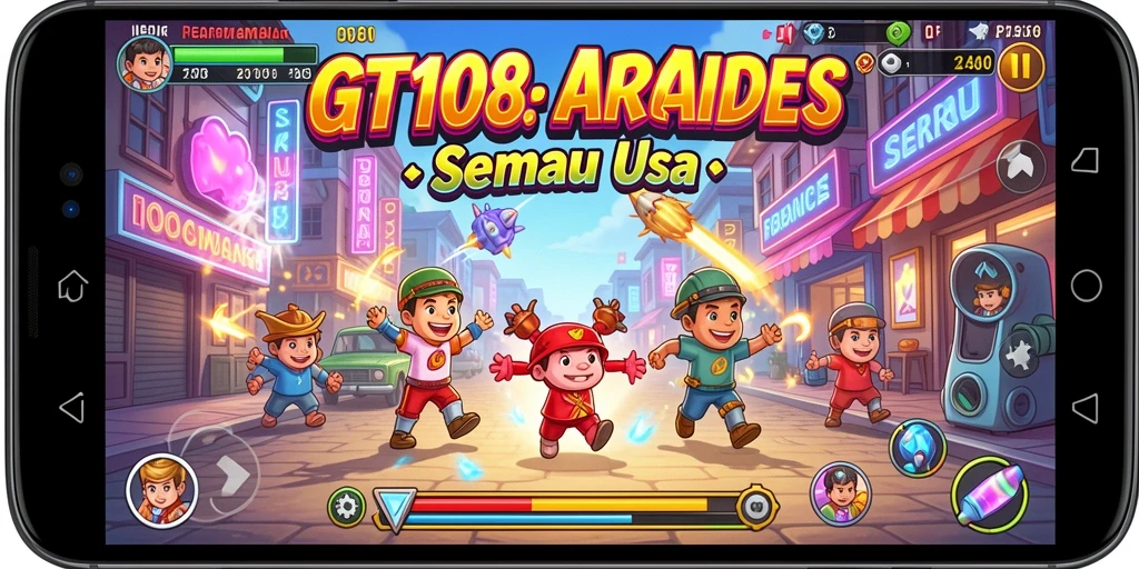 Tampilan seru gameplay dalam game arcade GT108.