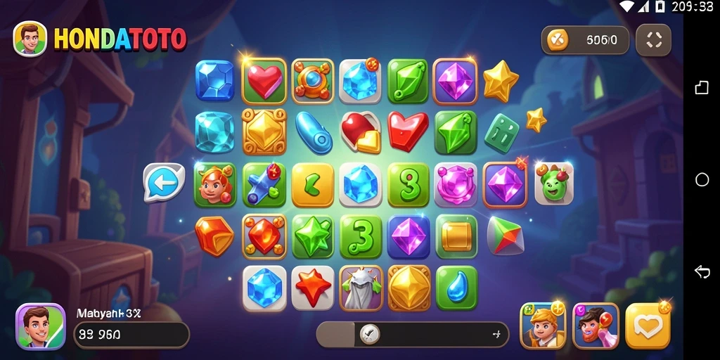 Tampilan gameplay HONDATOTO saat menyelesaikan tantangan Match-3.