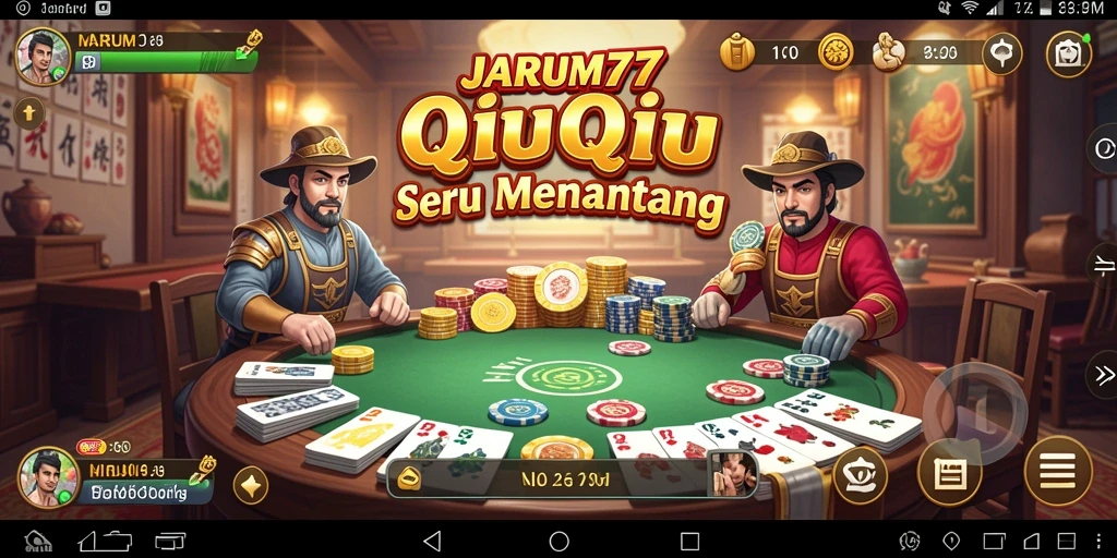 Screenshot gameplay JARUM77 yang menunjukkan suasana permainan QiuQiu.