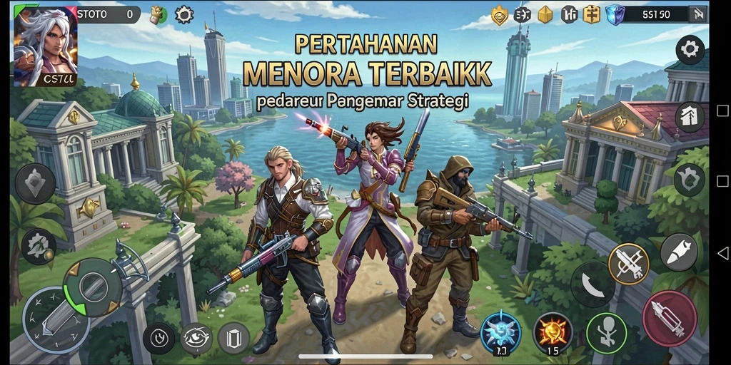 Screenshot KOSTOTO menampilkan aksi seru dalam mode Tower Defense yang intens.