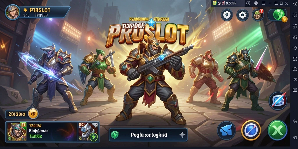 Screenshot gameplay PROSLOT yang menampilkan pertempuran strategi yang intens.