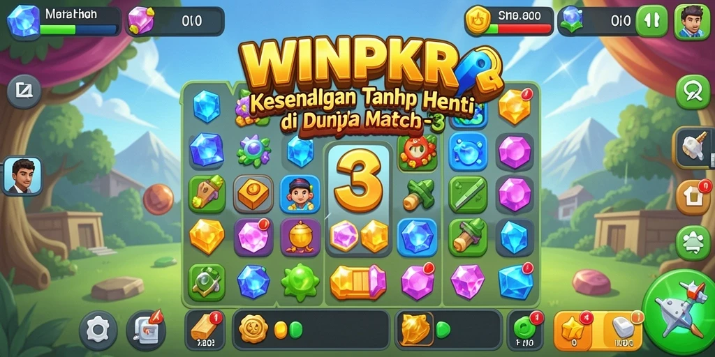 Tampilan gameplay seru di WINPKR dengan kombinasi match-3.